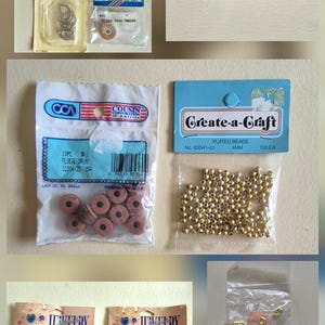 Nos Vtg Assorted Jewelry Findings Lot Of DIY Jewelry Making Gold Beads, Bead Tread, Jewelry Clasp, D Ring, Terracotta Beads, Metal Jump Ring