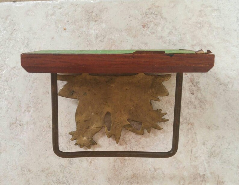 Brass Pineapple Napkin Holder Vintage Brass and Wood Etsy