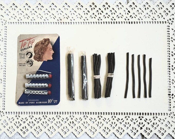 1940s Tiptop Aluminum Curlers on Display Card and Hair Etsy