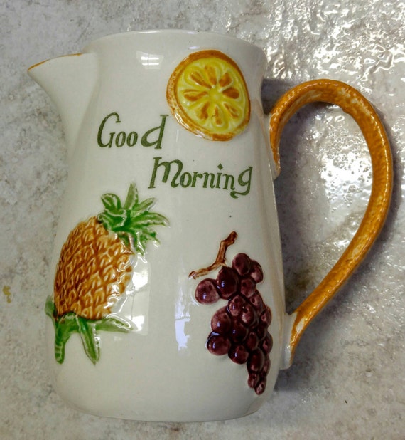 1960s Good Morning Fruit Pitcher Inarco Embossed Fruit Etsy