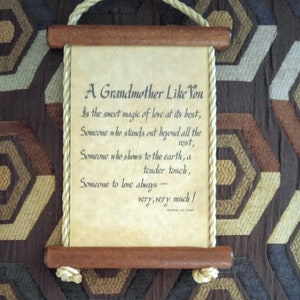 Grandma Poem Plaque Scroll Style * A Grandmother Like You * Carol Fitchett Rope and Wood Wall Hanging *Vintage Grandma Dedication Wall Decor