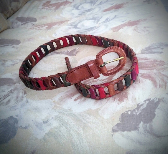 Retro Loop Belt Multicolor Interlocking Leather 37 display picture 2