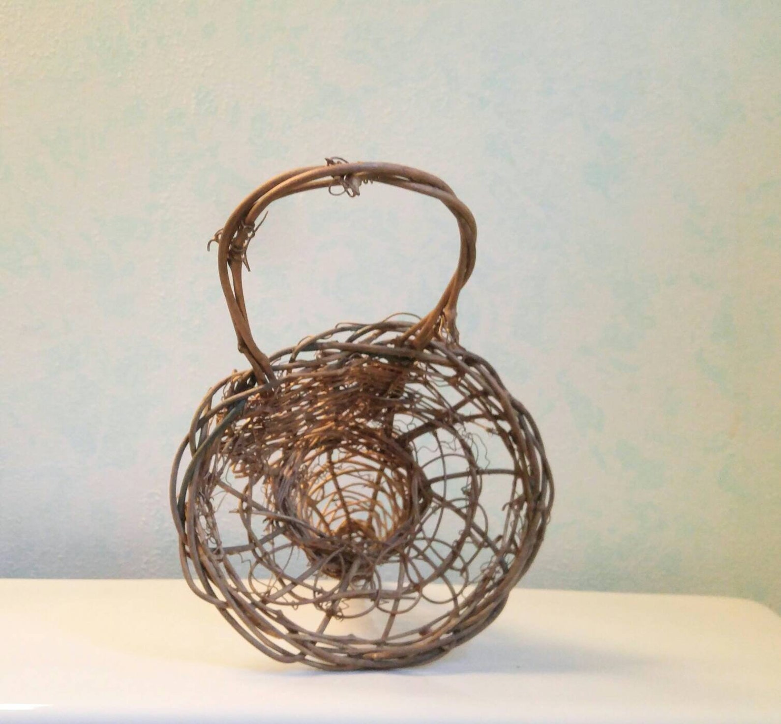 Grapevine Flower Cone Wall Basket Retro 70s Woven Cone Wall Etsy