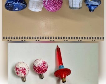 CHOICE Vintage Christmas C6 Milk Glass Figural Light Bulbs,Bubble Light SOLD, Flame Light, Ice Bulb* Retro Christmas Tree Lights 1930-1950s