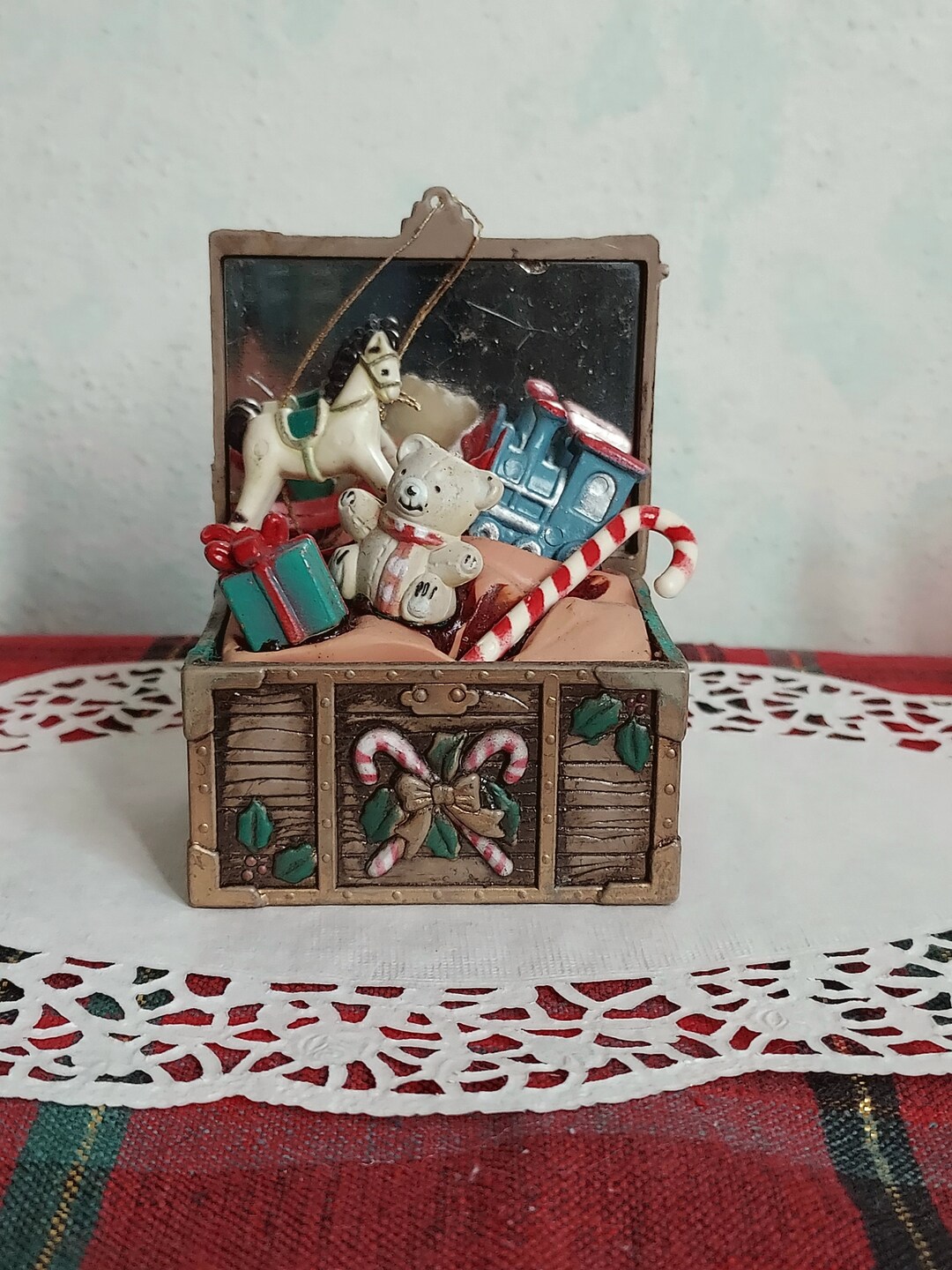 Vintage Mirror Toy Box Christmas Ornament toy Chest Christmas Etsy