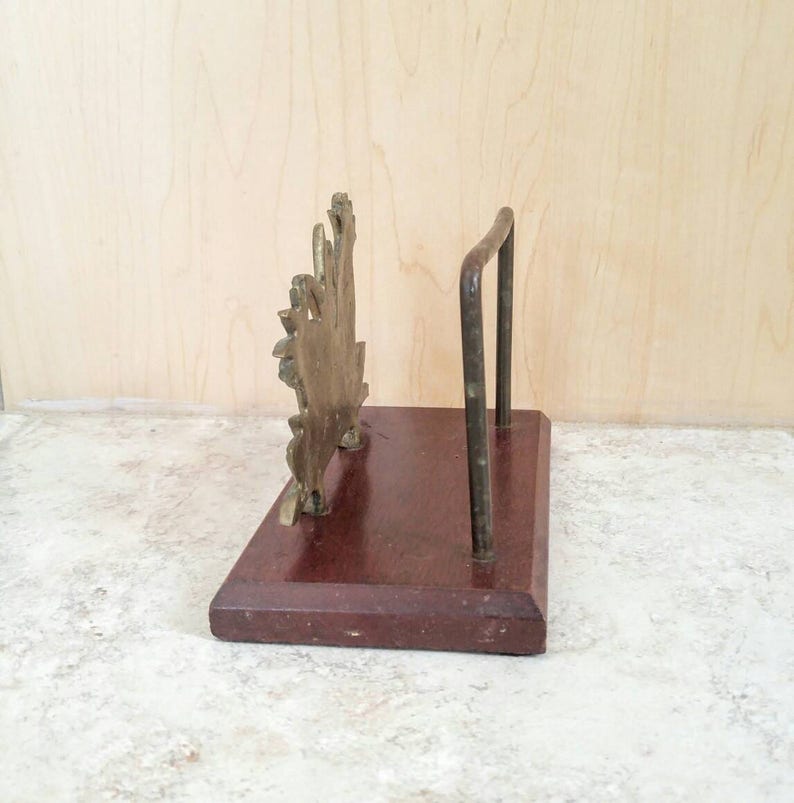 Brass Pineapple Napkin Holder Vintage Brass and Wood Etsy