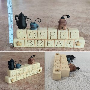 Miniature Coffee Sign Shadow Box Figure * Coffee Break Mini Resin Desk Sign * Mini Coffee Figure Office Desk Decor * Coffee Lover Gift