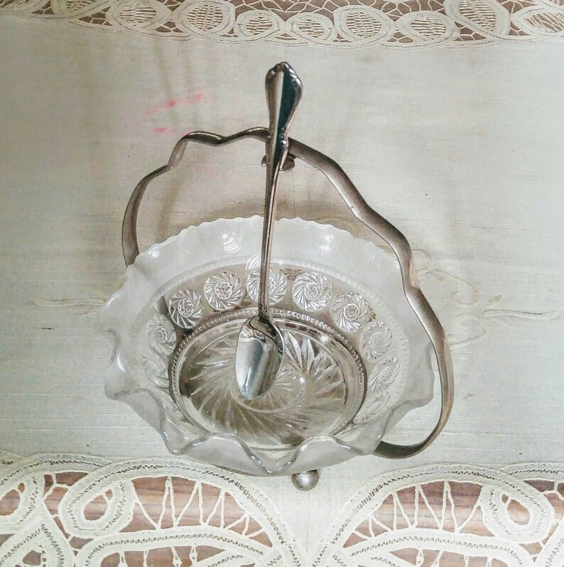Pressed Glass Ruffled Bowl or Candy Dish