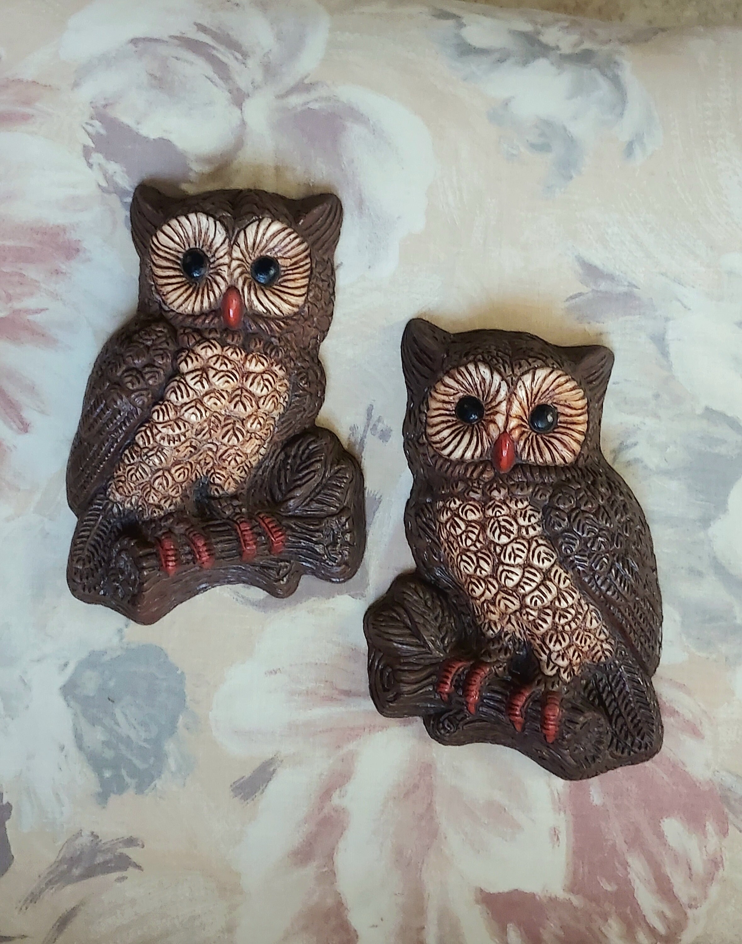 owl様リクエスト Retro 70s Owl Wall Plaques Foam Resin 7.75 X 5.25