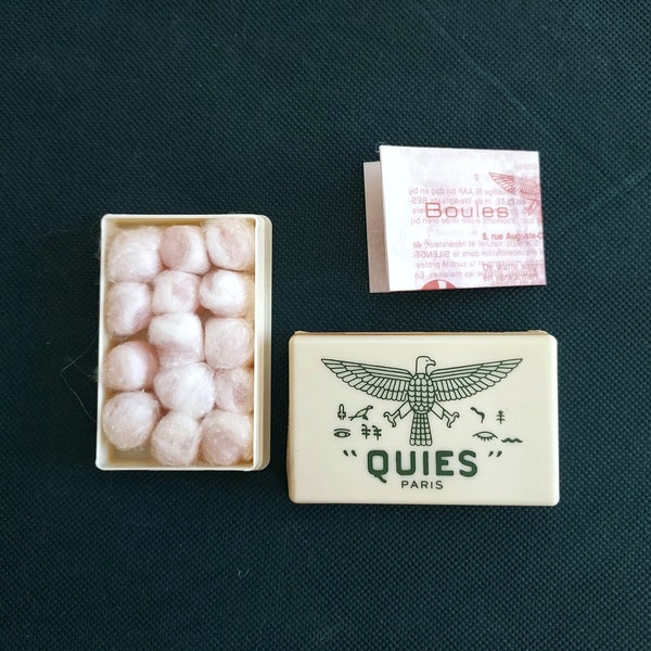1960'S QUIES PARIS Bakelite Box With Wax Earplugs * Art Deco Box Eagle Image * Collectible Box Reto 40s * Vintage France Ear Plugs