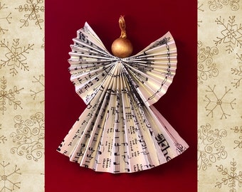 Modello di ornamento di angelo di Natale a ventaglio, download digitale, PDF stampabile, progetto artigianale