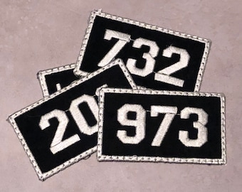 3" Area Code Locals Only Patch Iron on, Custom embroidery NJ Jersey Shore New Jersey State Phone Number Embroidered bags, jacket, hat, jeans