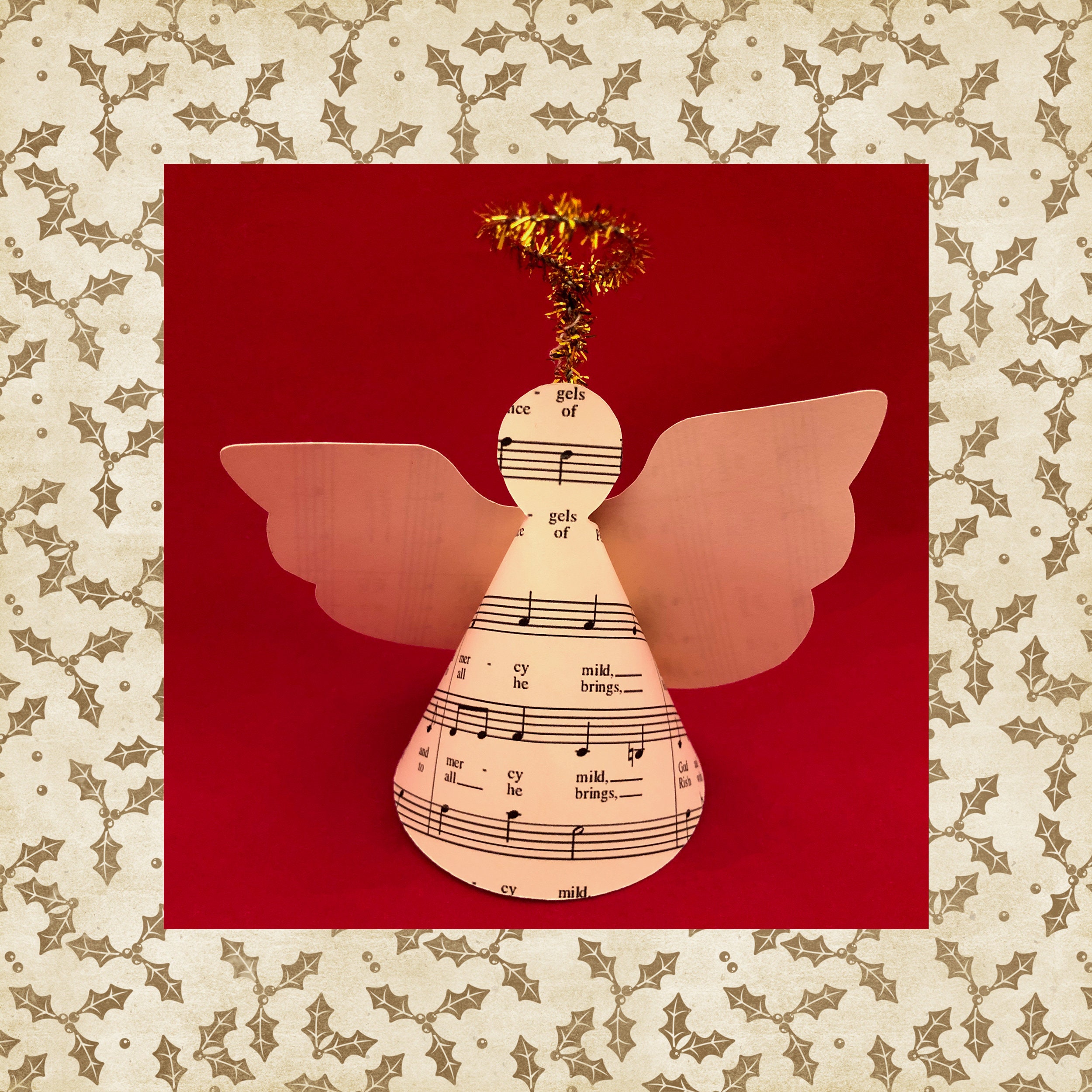 Modello di ornamenti di angeli a cono di Natale Modello di download digitale Modello di taglio File PDF stampabile Progetto artigianale fai da te Spartito per scovolini Natale