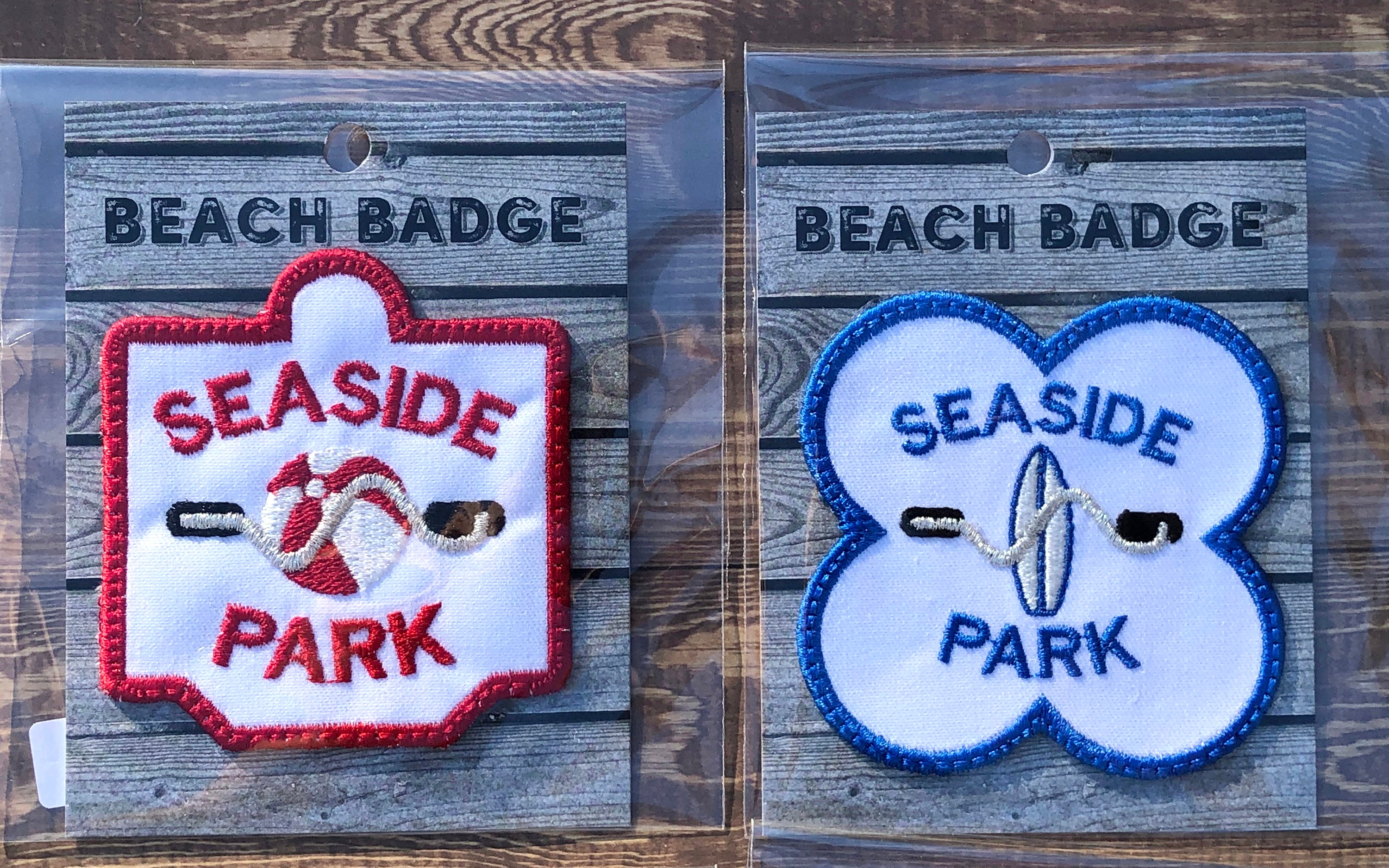 3 Beach Badge Iron on Patch Seaside Park Seaside Etsy