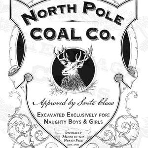 Bag of coal Tag Printable Download Naughty list Christmas Sack North Pole Coal Company image 2