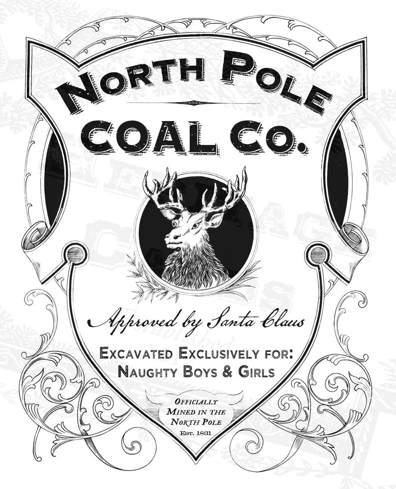 Bag of coal Tag Printable Download Naughty list Christmas Sack North Pole Coal Company image 2