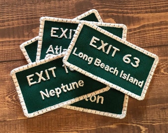 3" New Jersey Parkway Exit Sign Patch Iron on, Custom Jersey Shore NJ State Highway Road What Exit Embroidered Patch for bags, jackets, hats