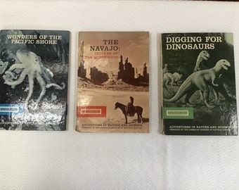 Vintage Adventures in Nature and Science Books with slides