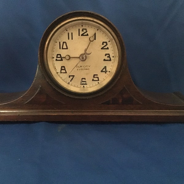 Vintage Elm City Electric Wooden Mantel Clock