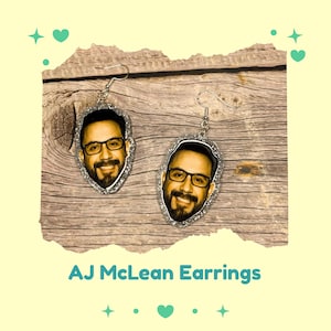 AJ McLean Face Earrings, for Backstreet Boys Fans and 90s Music Lovers – Lightweight Clip On or Hypoallergenic Gift for Boy Band Obsessed