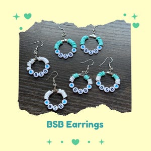 BSB Earrings, Clip On Earrings, Backstreet Boy Lover, 90s Boy Band Gift, Concert Accessory, Heishi Beads, Beaded Hoops