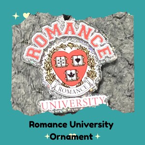 Romance University Ornament – Holiday Gift for Cozy Movie Fans – 3” Acrylic Ornament – Lightweight Handmade Tree Decoration