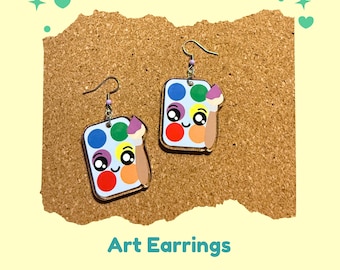 Pendientes acrílicos con forma de paleta de pintura/Regalo para profesores de arte, opciones hipoalergénicas