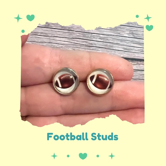 Orecchini A Bottone Football Americano Per Donna – Con Perle E Zirconi, Ipoallergenici, 38x23mm – Gioielli Sportivi E Simpatici Regali Per Ragazze