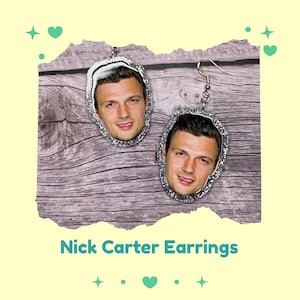 Nick Carter Acrylic Earrings | Backstreet Boys Gift for 90s Fans, Friends, Coworkers | Hypoallergenic, Metal Free, or Clip On Options