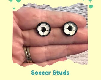 Soccer Stud Earrings: Hypoallergenic or Clip-On - Gift for Sports Fans