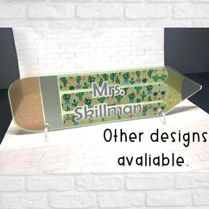 Personalized Acrylic Pencil Name Plate for Teacher Desk, Gift for New Teacher, Christmas Gift for Elementary Teacher, Present for Educator