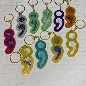 Semi Colon Keychain, Mental Health Awareness, Suicide Awareness, Christmas Gift for Survivor, Your Story is Not Over, Best Friend