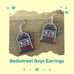 BSB Slot Machine Earrings, for Vegas Concert Fans and 90s Music Lovers – Lightweight Acrylic Clip On or Hypoallergenic Gift for Fangirls