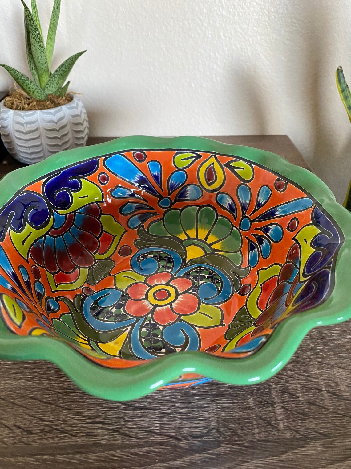 Talavera Salad Bowl Gift Mexican Design Kitchen Decor Etsy