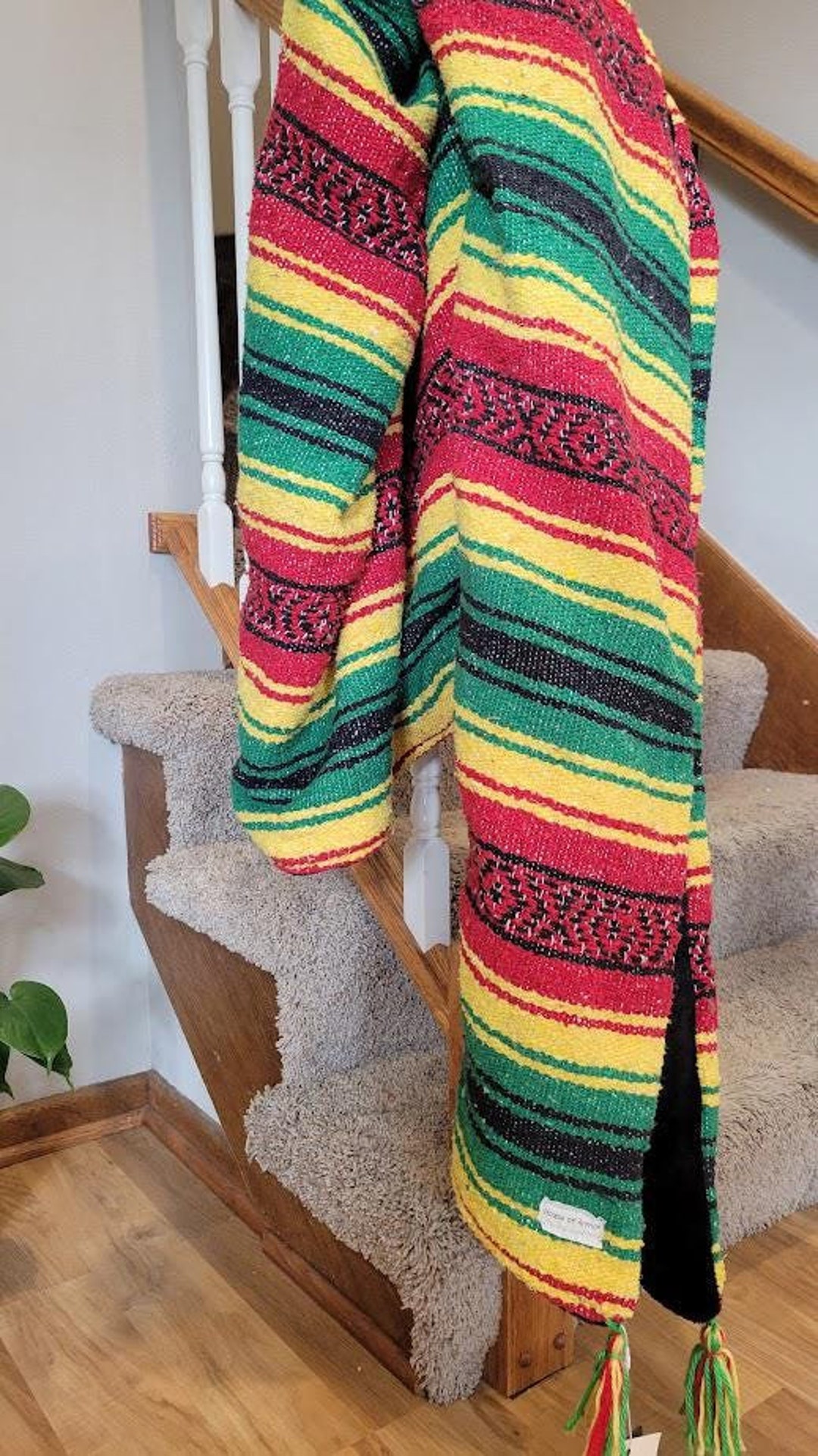 Rasta Bob Marley Red, Green & Yellow Mexican Blanket With Super Soft ...