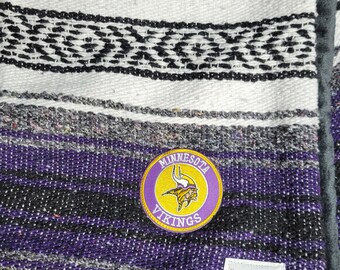 Minnesota VIKINGS Large Serape blanket with Minky Plush Backing. Football Blanket. Mexican Blanket. Reworked Vikings merch