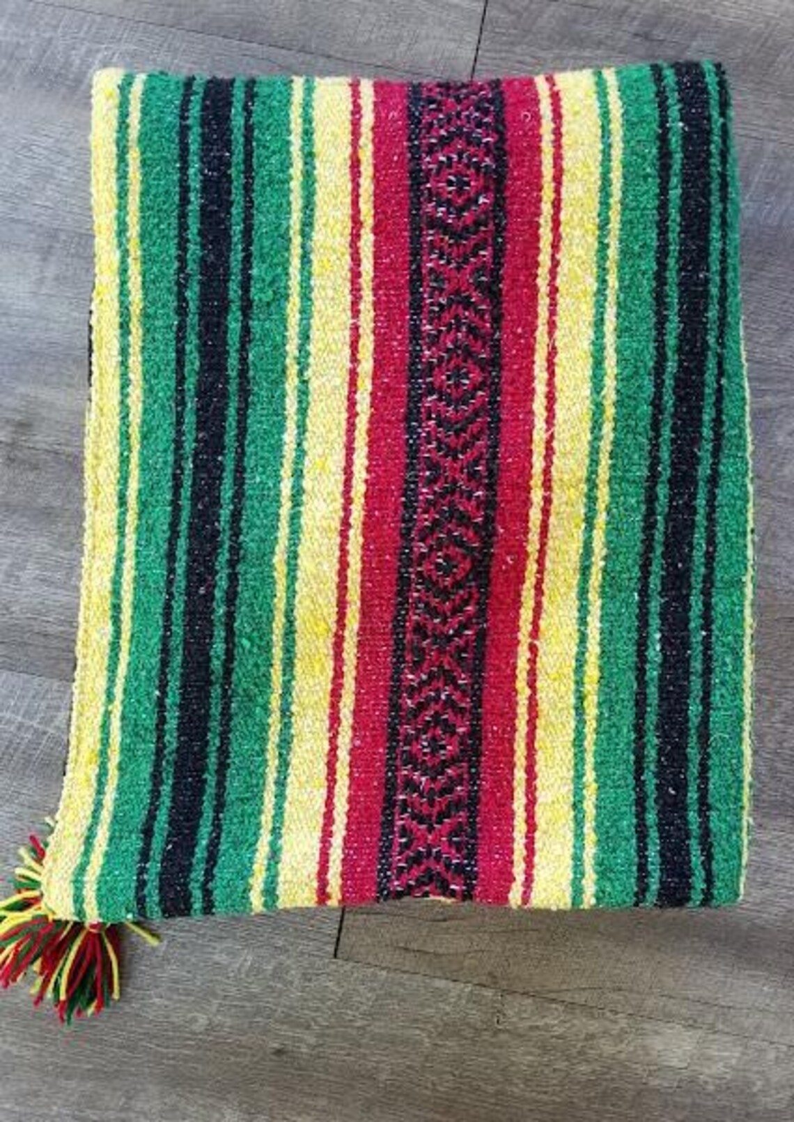 Rasta Bob Marley Red, Green & Yellow Mexican Blanket With Super Soft ...