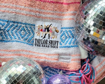 TAYLOR SWIFT Eras Tour Large Size Mexican Serape With Minky Plush Backing. Tassel Blanket. Mexican Blanket. Boho Style Reworked Swifie Merch