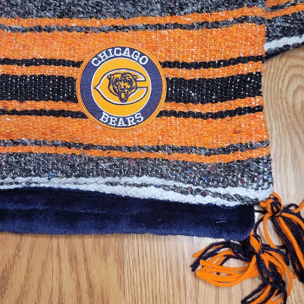 Chicago inspired Large Serape blanket with Minky Plush Backing.