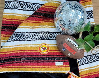 Kansas City inspired Large Size Mexican Serape With Minky Plush Backing.