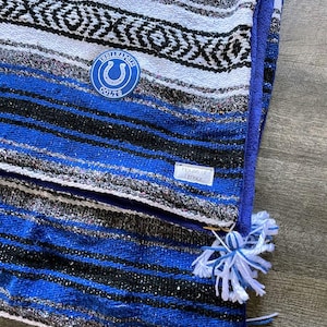 Indianapolis inspired Large Serape Patch Blanket with Minky Plush Backing