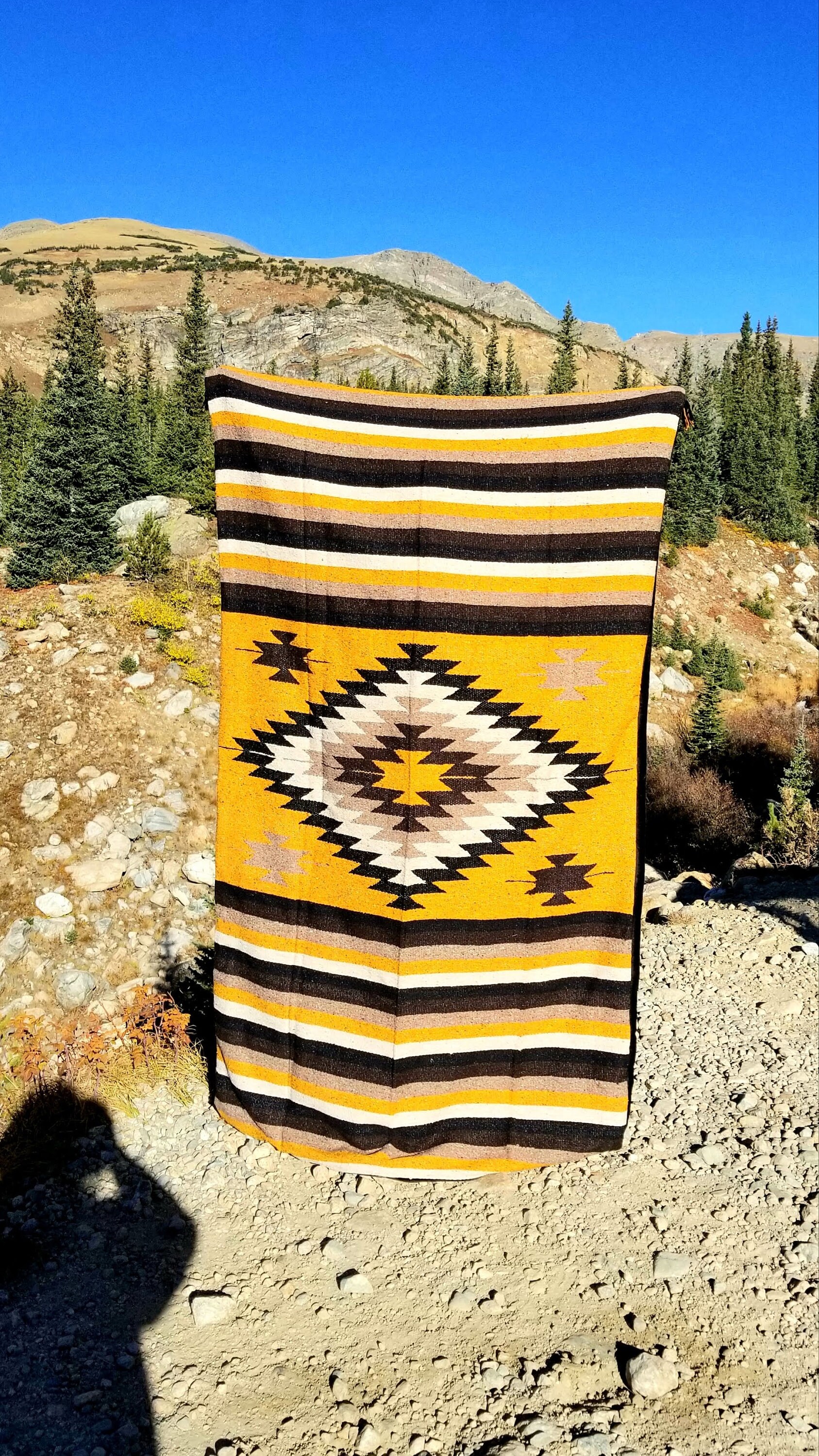 XL Yellow Aztec Diamond Mexican Blanket Soft Minky Plush
