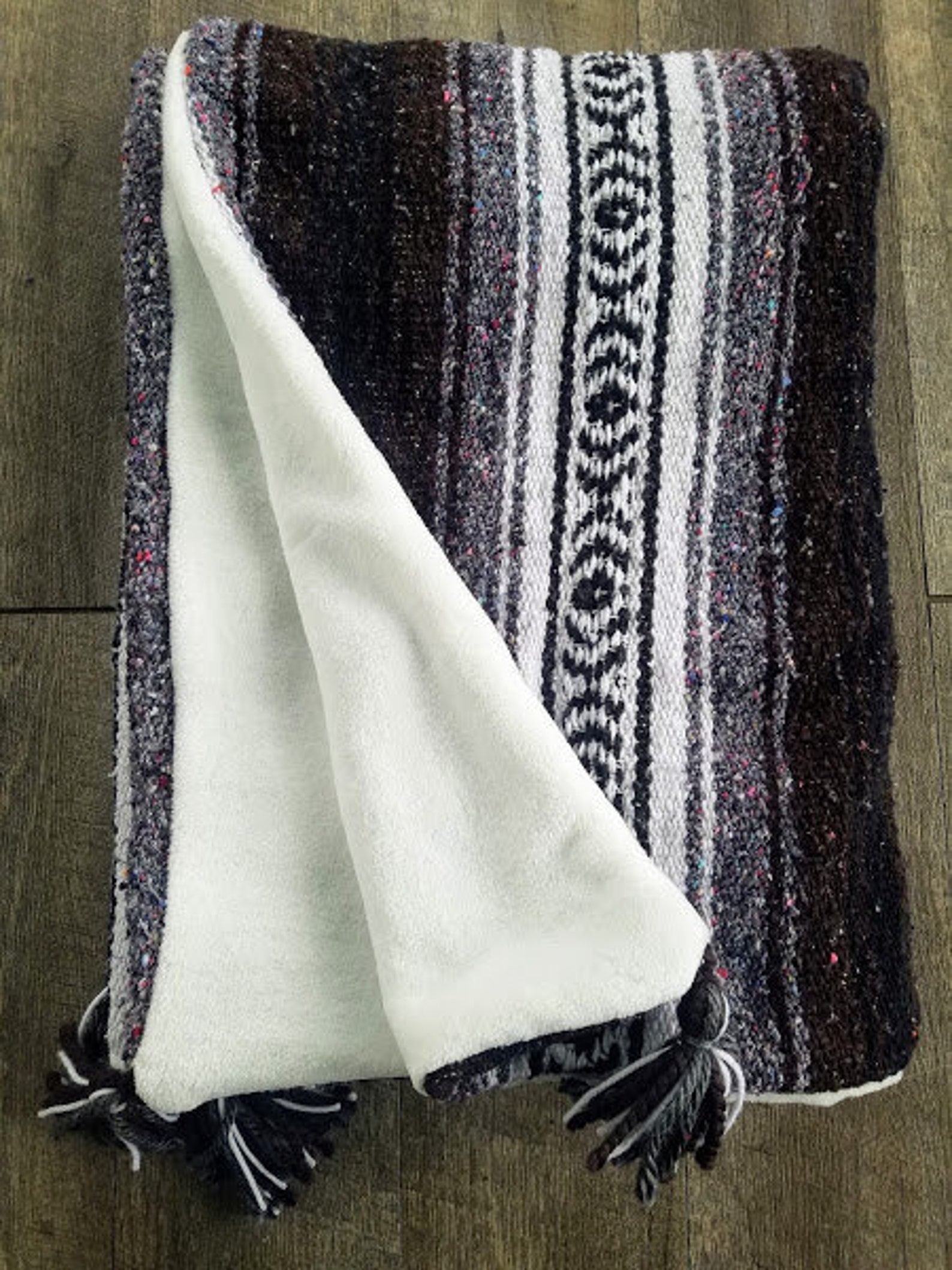 Basic Brown Large size Mexican blanket with tassels. Serape Etsy