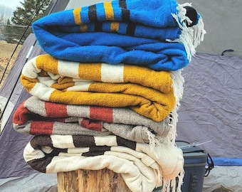 100% Wool blanket paired with Minky Plush. XL Super warm blanket Camping wool blanket Tent Camper Hiking Two layered blanket Pendleton Dupe