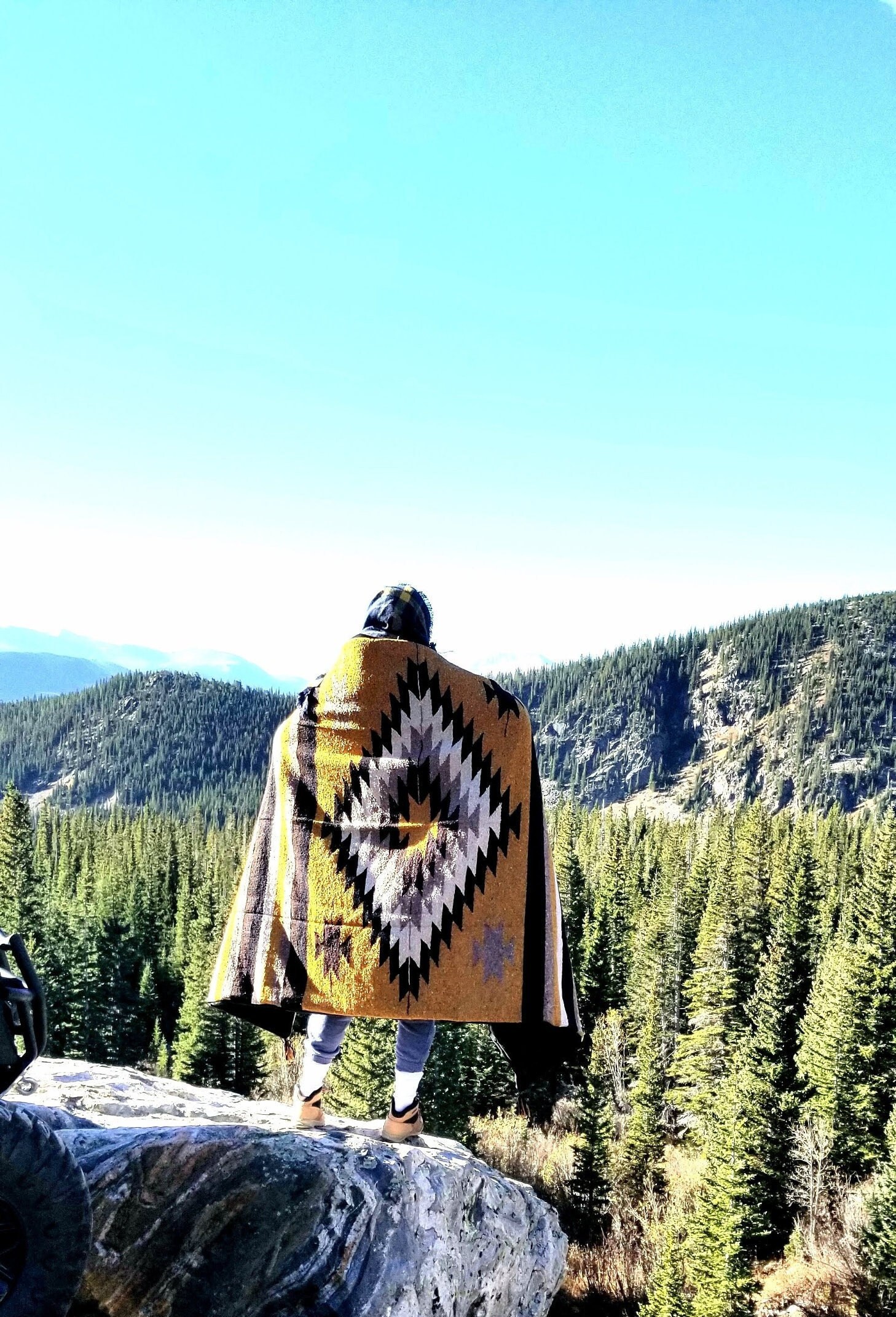 XL Yellow Aztec Diamond Mexican Blanket Soft Minky Plush