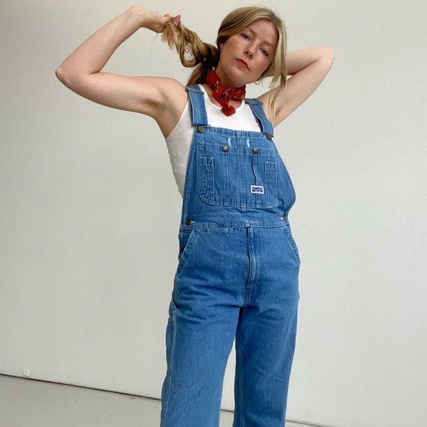 vintage light wash fitted denim overalls, big smith, American vintage, dungarees, one piece, size XS-S, size 6-8 AU