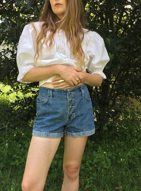 90's Vintage Medium Wash Denim Button 