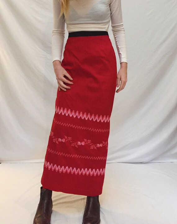 embroidered wrap skirt