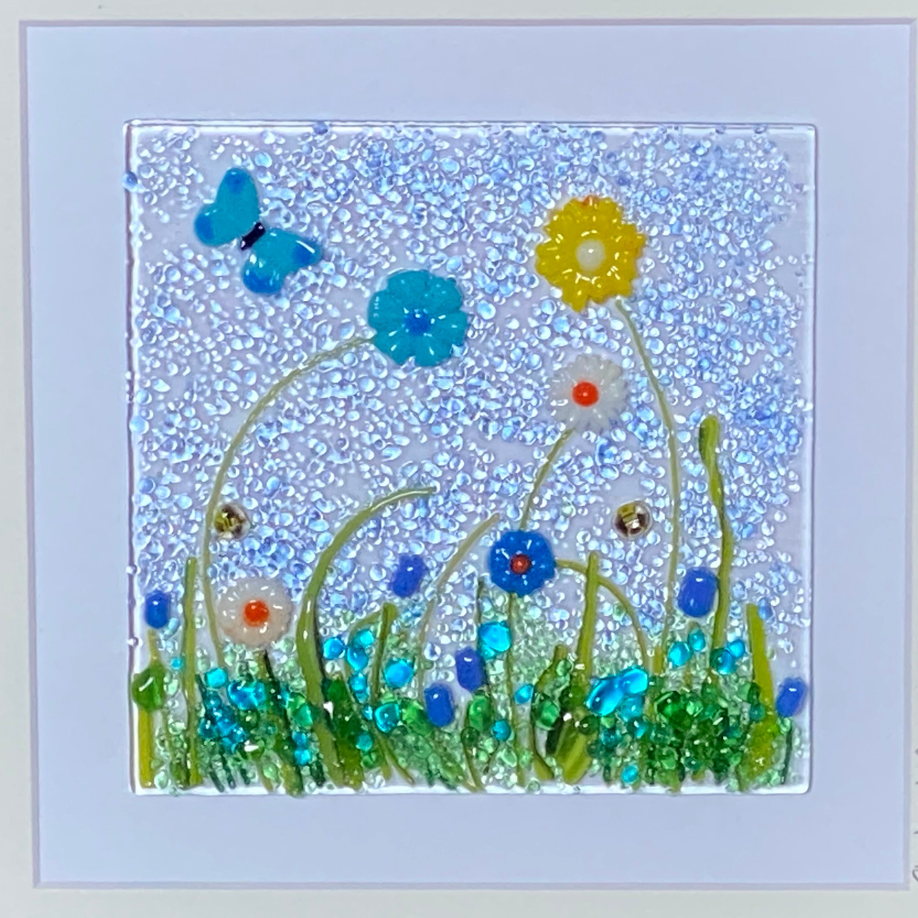 Glass Floral Wall Hanging Floral Glass Summer Flower Meadow Etsy