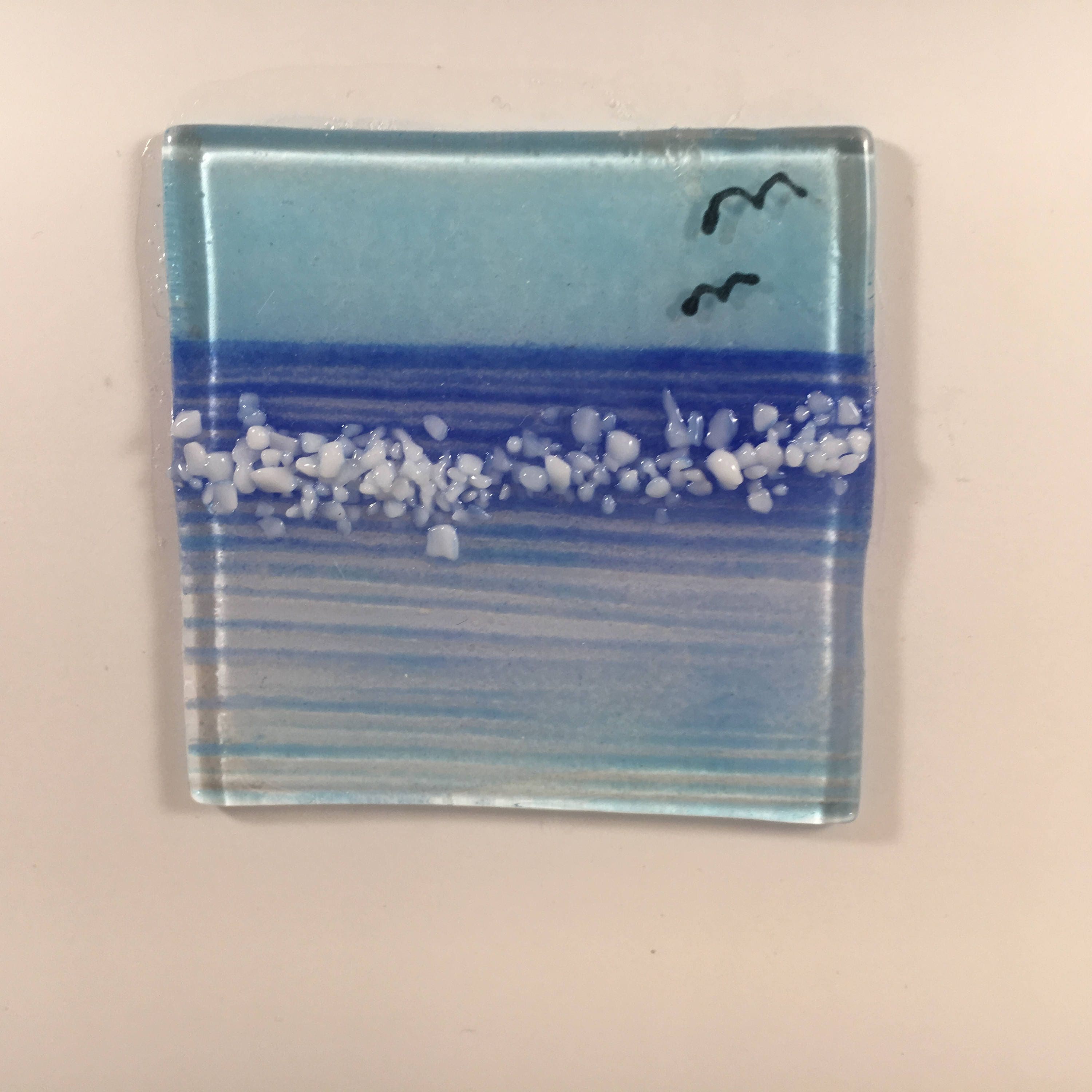 Fused Glass Greeting Card Handmade Sea Scene Nautical | Etsy